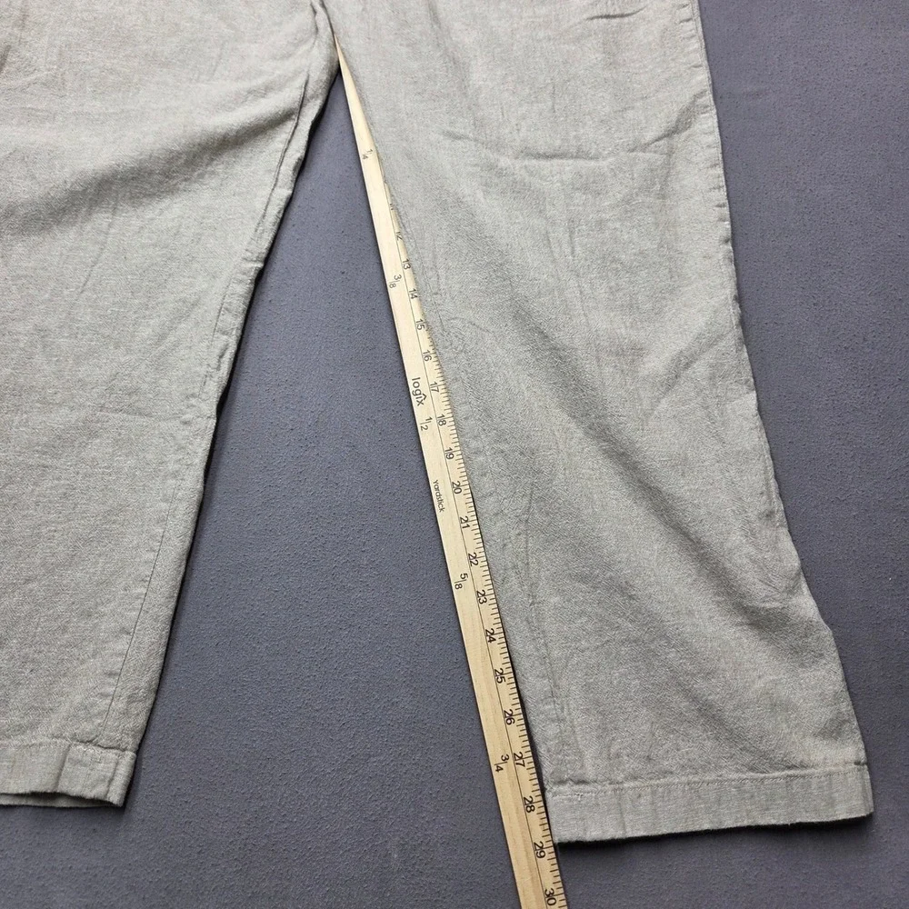Perry Ellis Mens 38x30 Linen Blend Drawstring Pants Beige Straight Leg Size